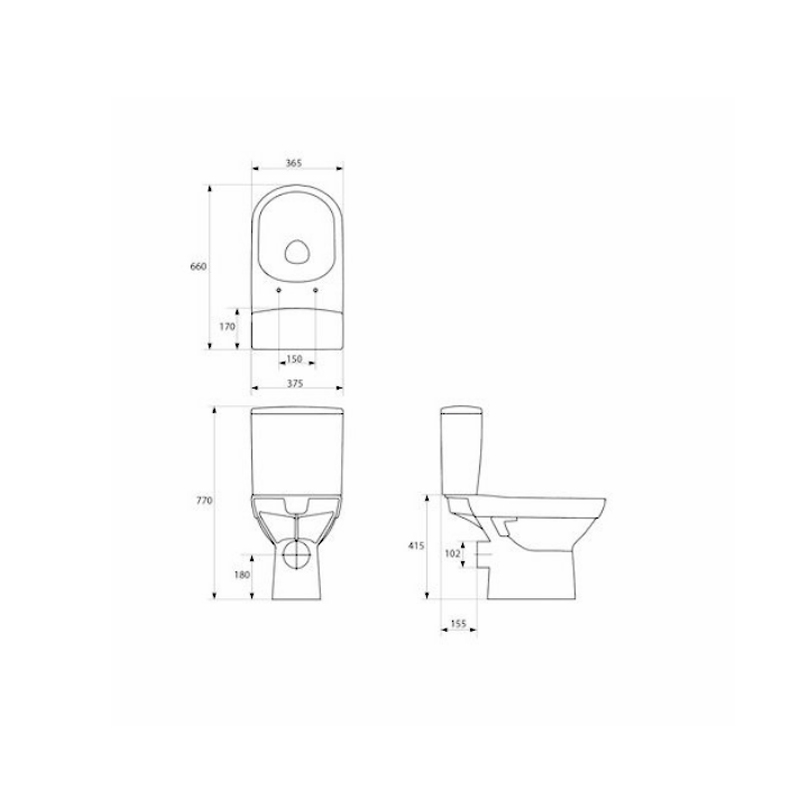 Set vas WC stativ Cersanit, City New, Rimless, cu rezervor si capac Soft-Close inclus